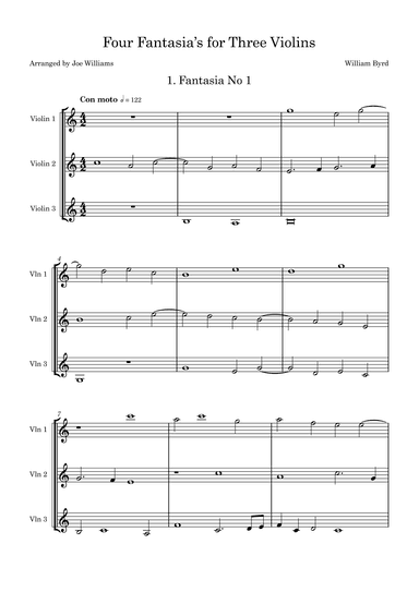 Four Fantasias for 3 Violins (arr. Joe Williams)