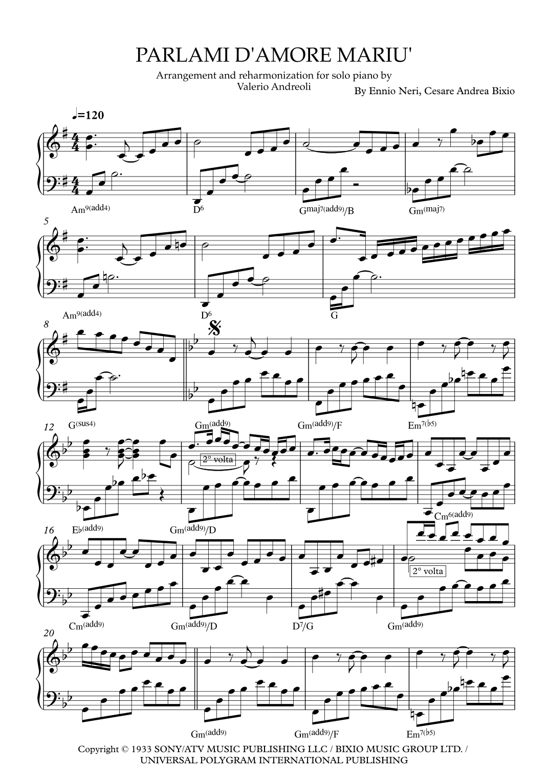 Parlami D'amore Mariu (arr. Valerio Andreroli)
