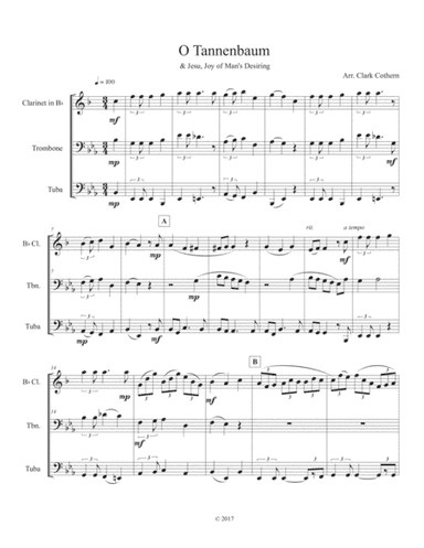 O Tannenbaum (Clarinet in Bb, Trombone, Tuba) (arr. Clark Cothern)