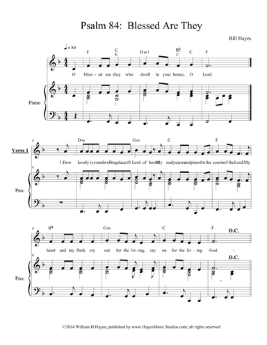 Psalm 84:  Blessed Are They (P/iano/vocal)