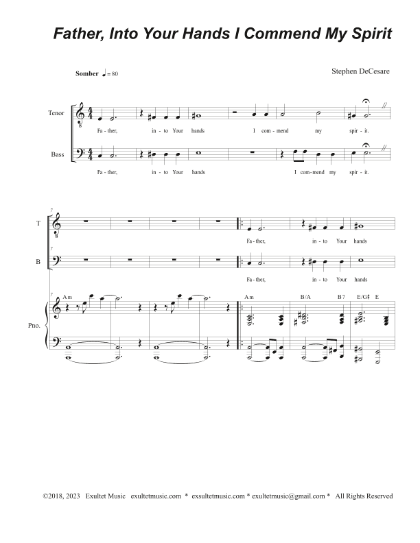 Father, Into Your Hands I Commend My Spirit (2-part choir - (TB)