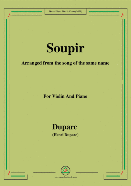 Duparc-Élégie,for Violin and Piano (arr. MSM)