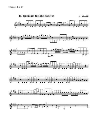 "Quoniam tu solus sanctus", XI mvt. from "Gloria in D major", RV 589, arr. for Brass Qu (arr. Xlomeg)