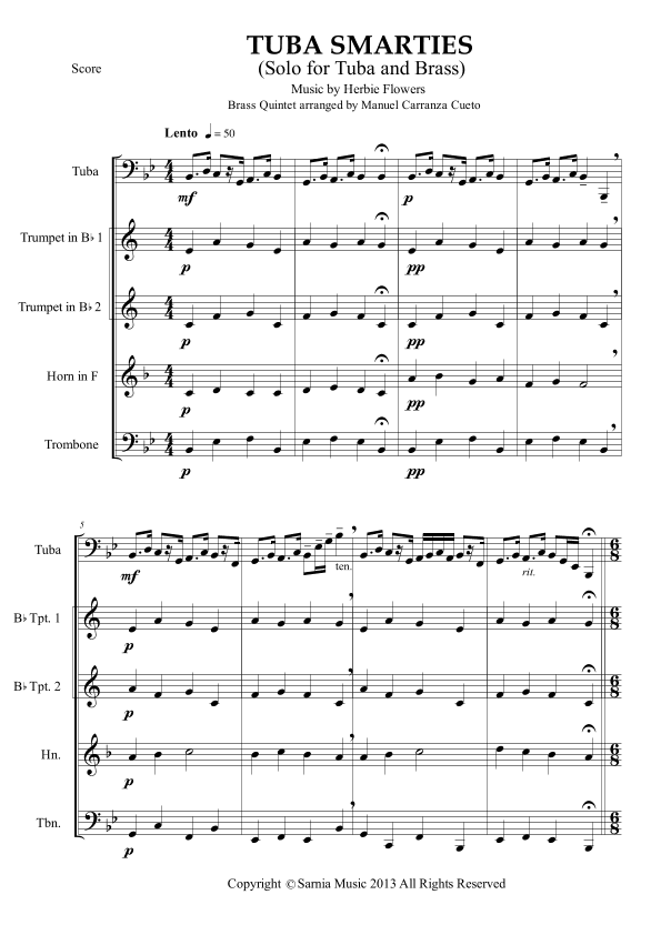 Tuba Smarties (for brass quintet version) (arr. Manuel Carranza Cueto)