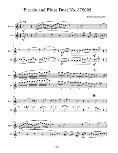 Piccolo and Flute Duet No. 372023