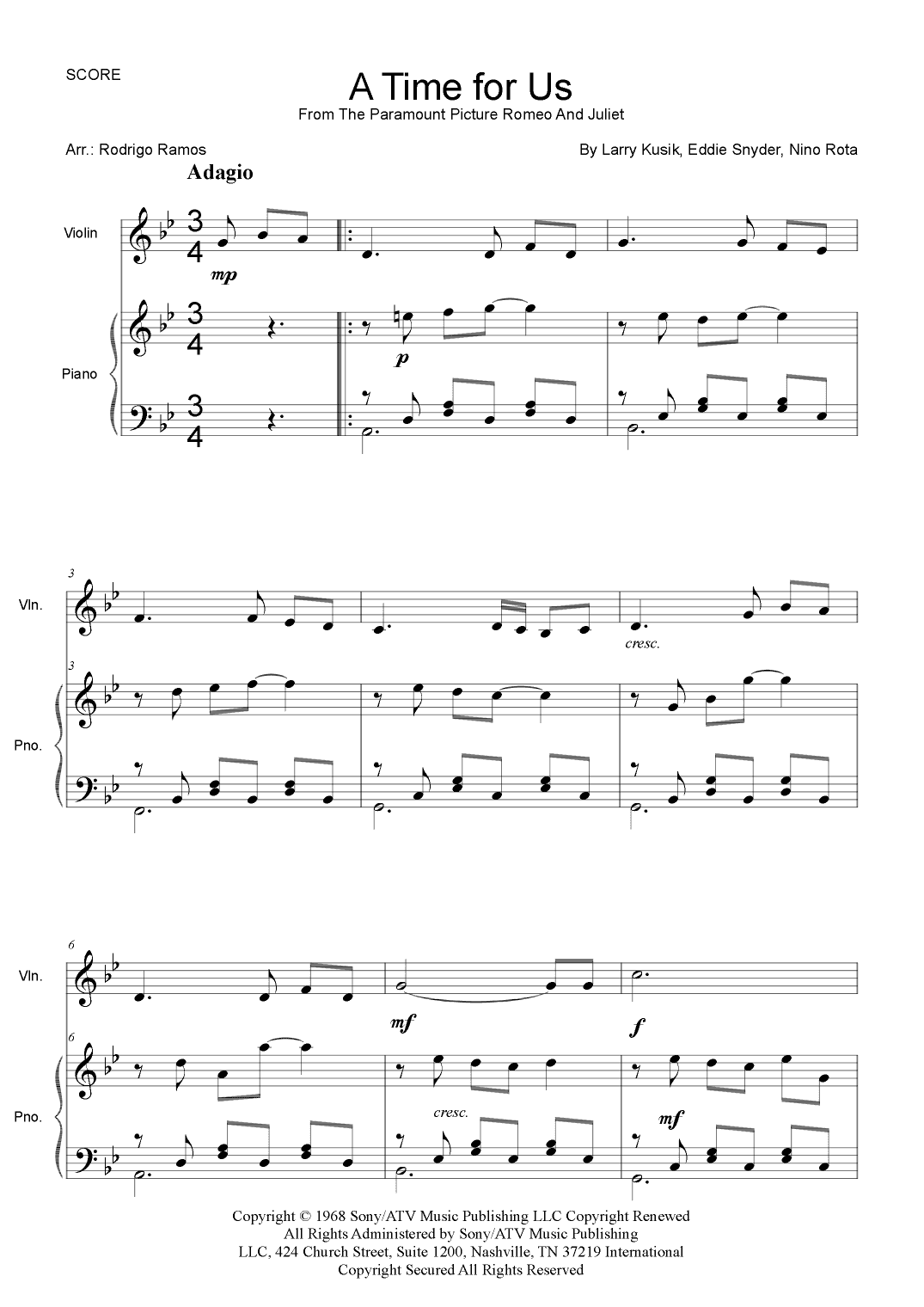A Time For Us (love Theme) (arr. Rodrigo Ramos)