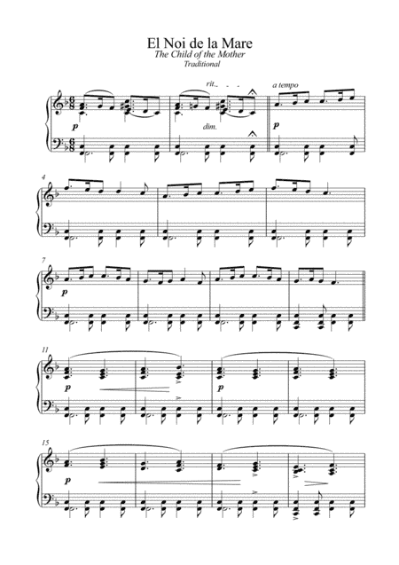 El Noi de la Mare - The Child of the Mother (arr. PianoSheetNow)