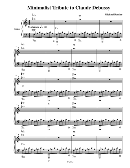 Minimalist Tribute to Claude Debussy for Piano Solo, from Three Minimalist Tributes