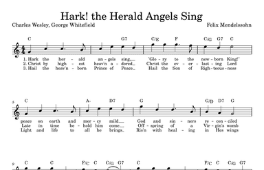 Hark! The Herald Angels Sing Lead Sheet in C (arr. Heidi Savoie)