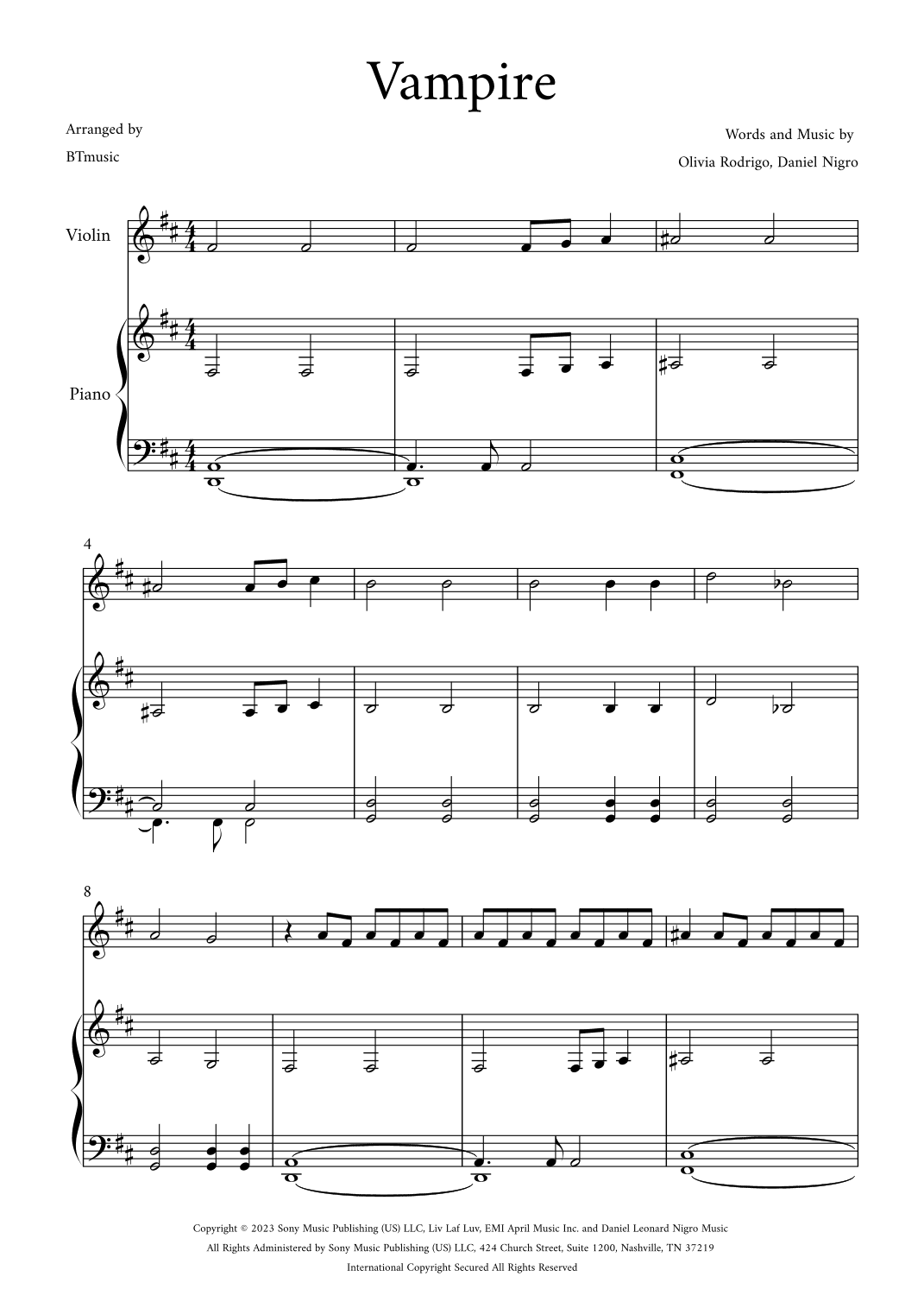 Vampire (arr. BTmusic)