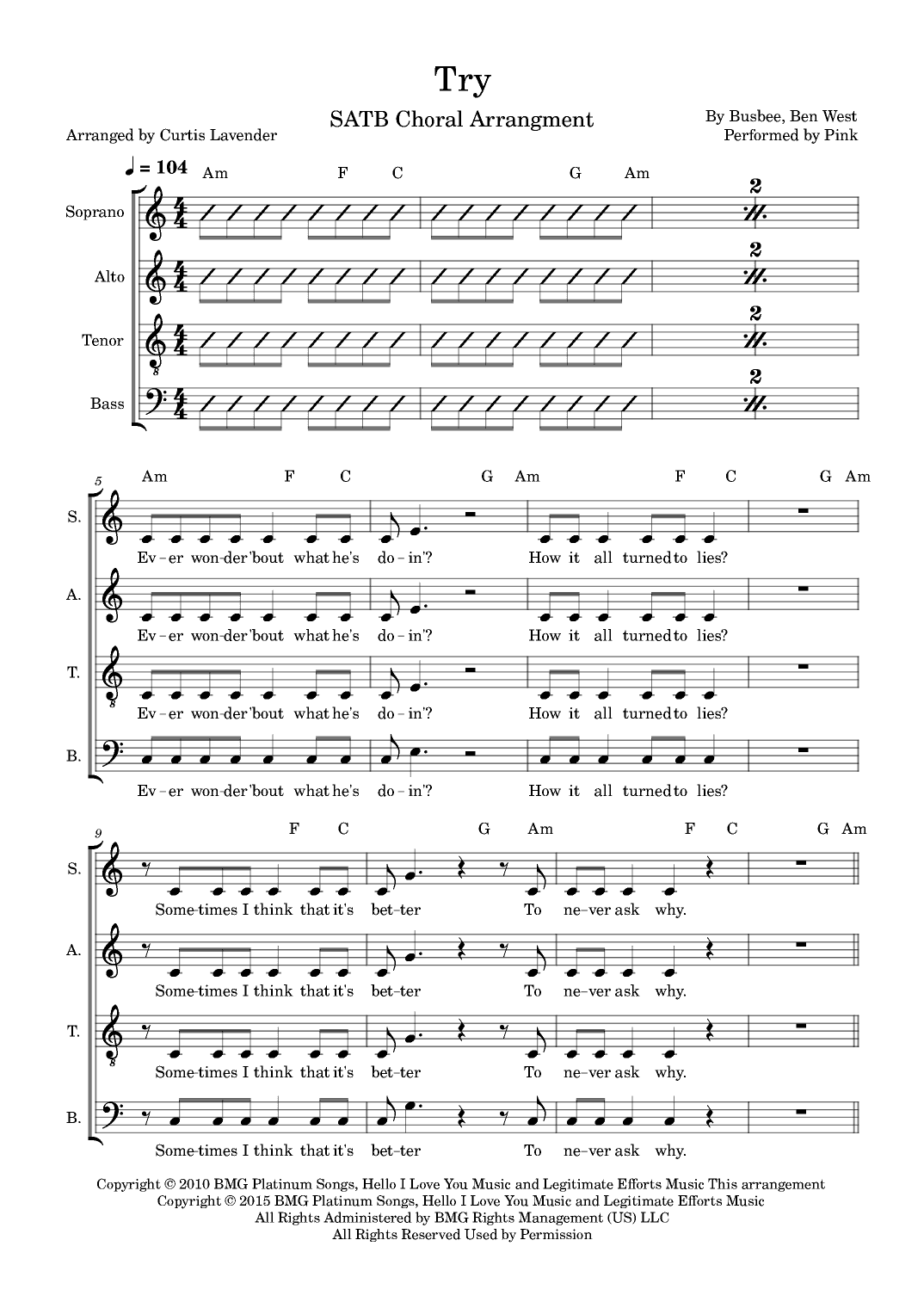 Try (arr. Curtis Lavender)