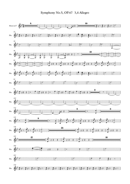 Beethoven symphony No.5 - 3,4rd Movement (Transposed Horn in F) (arr. Jay Heo)