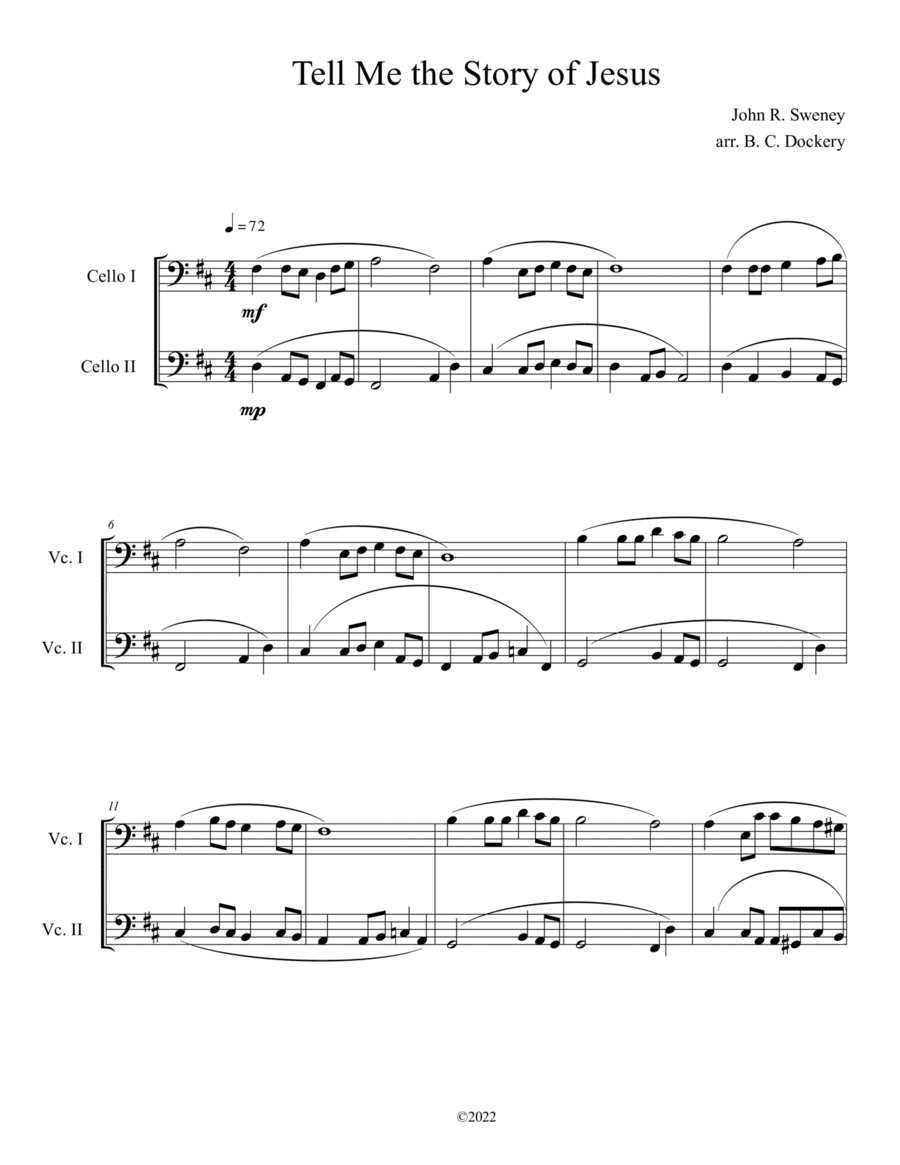 Tell Me the Story of Jesus (Cello Duet) (arr. B. C. Dockery)