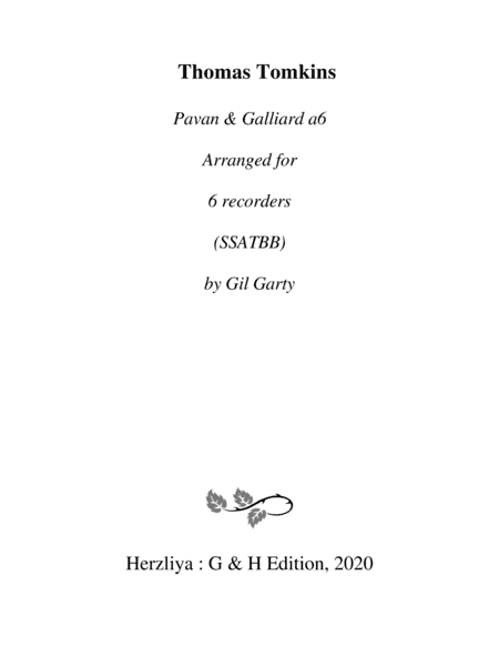 Pavan & Galliard a6 (arrangements for 6 recorders) (arr. Gil Garty)