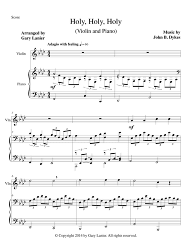 HOLY, HOLY, HOLY (Violin Piano and Violin Part) (arr. Gary Lanier)