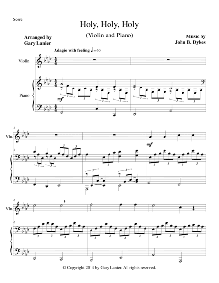 HOLY, HOLY, HOLY (Violin Piano and Violin Part) (arr. Gary Lanier)