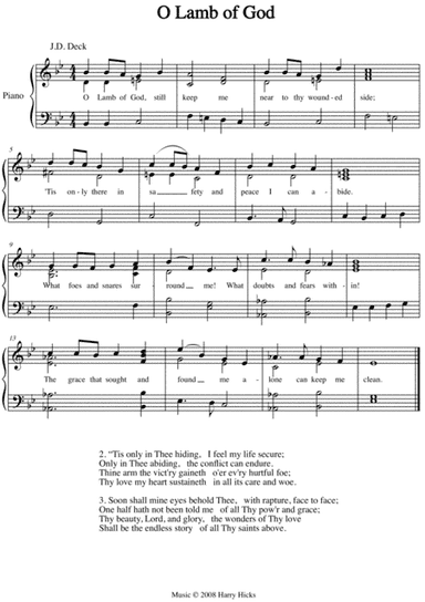 O Lamb of God. A new tune to a wonderful old hymn.