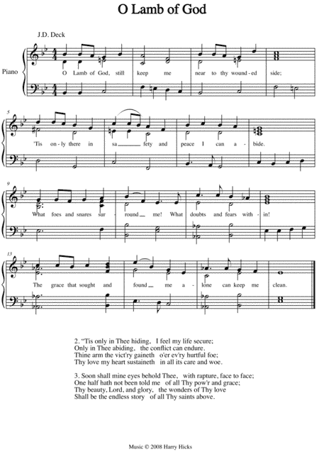 O Lamb of God. A new tune to a wonderful old hymn.