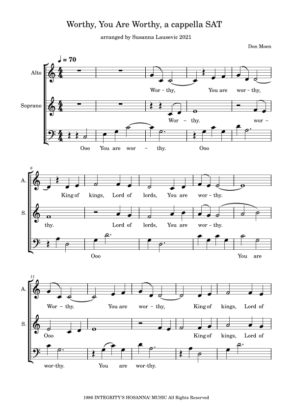 Worthy, You Are Worthy (arr. Susanna Lausevic)