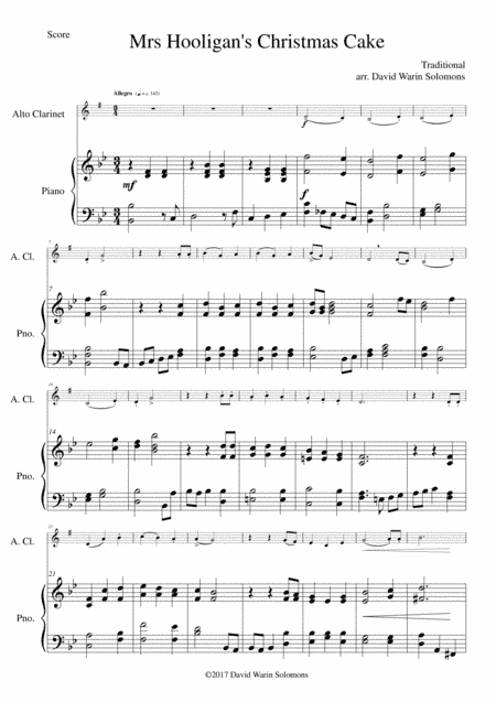 Mrs Hooligan's Christmas Cake for alto clarinet and piano (arr. David Warin Solomons)
