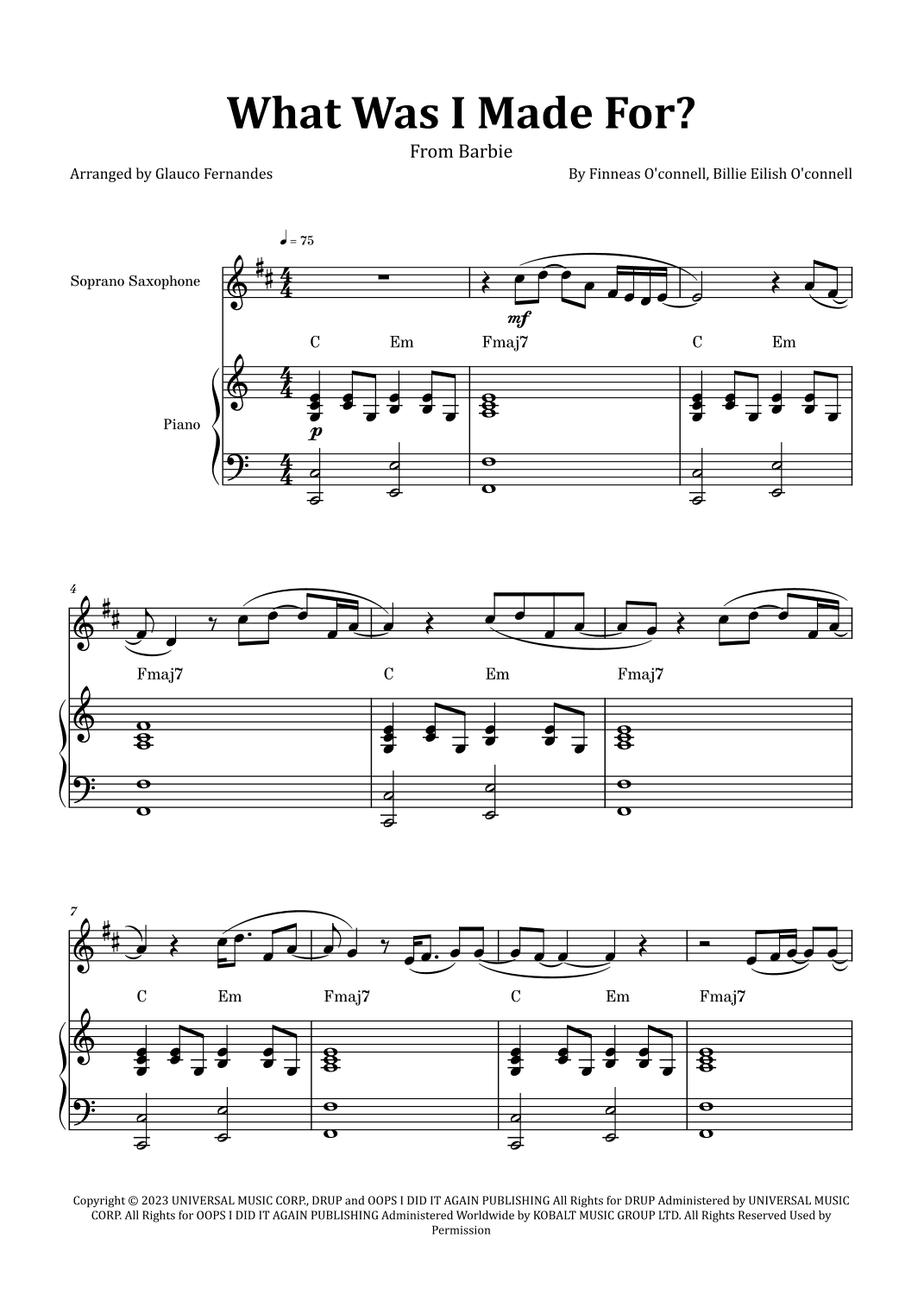 What Was I Made For? (arr. Glauco Fernandes)