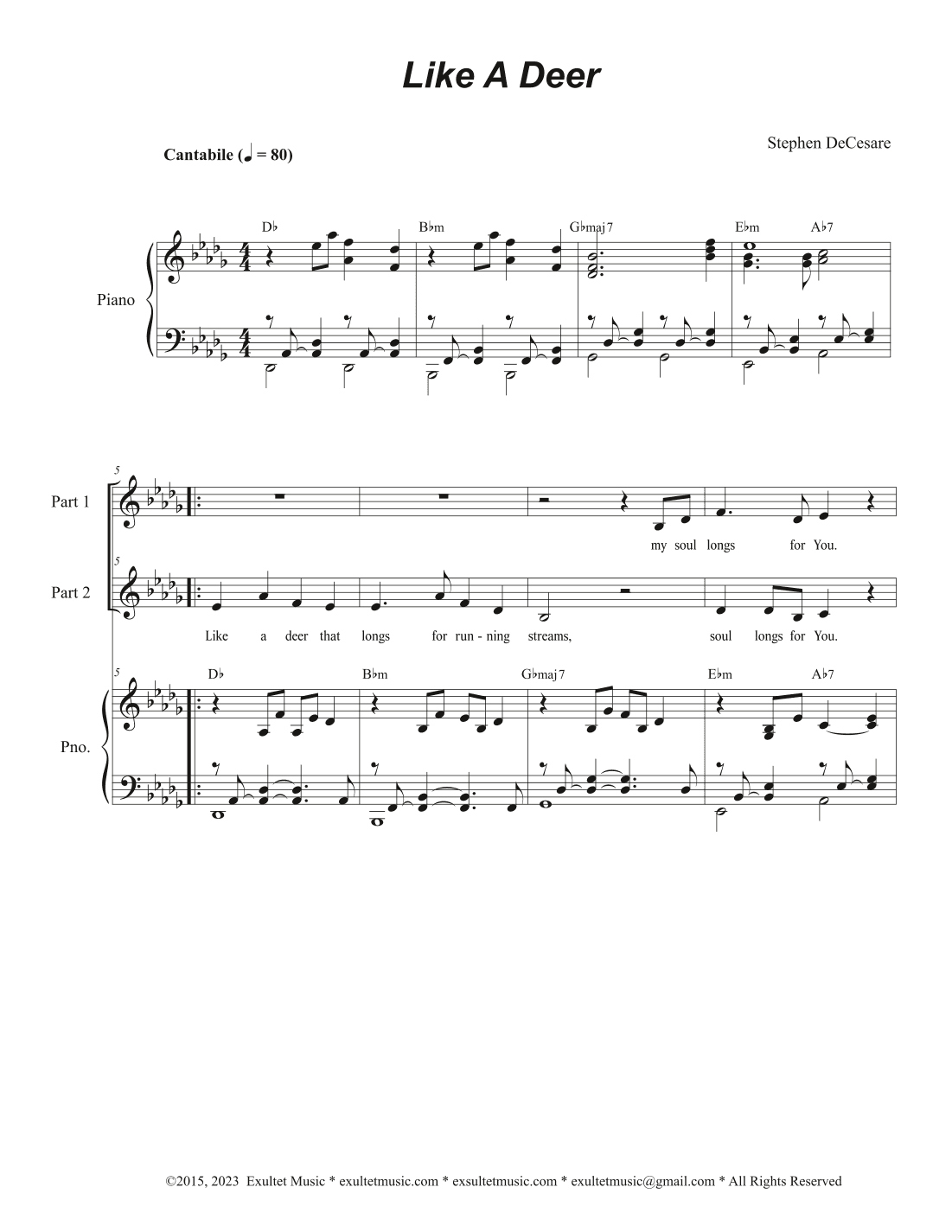 Like A Deer (2-part choir)