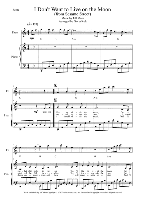 I Don't Want To Live On The Moon (arr. Gavin Koh)
