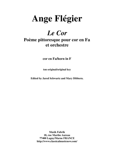 Ange Flégier: Le Cor for horn and orchestra, horn solo part (arr. Musik Fabrik Music Publishing)