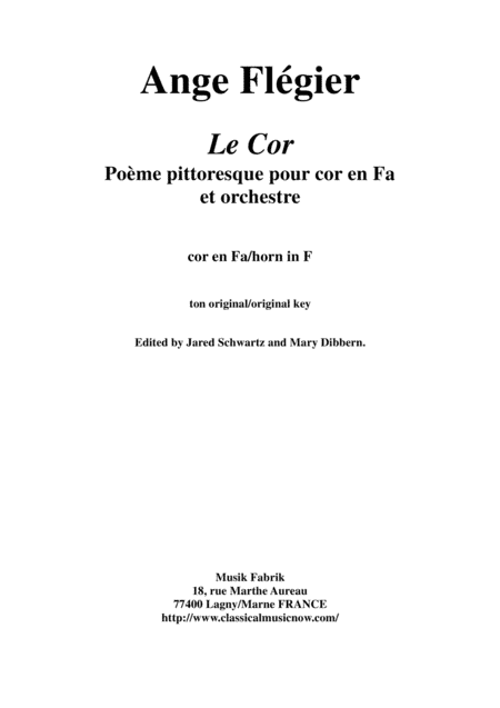 Ange Flégier: Le Cor for horn and orchestra, horn solo part (arr. Musik Fabrik Music Publishing)