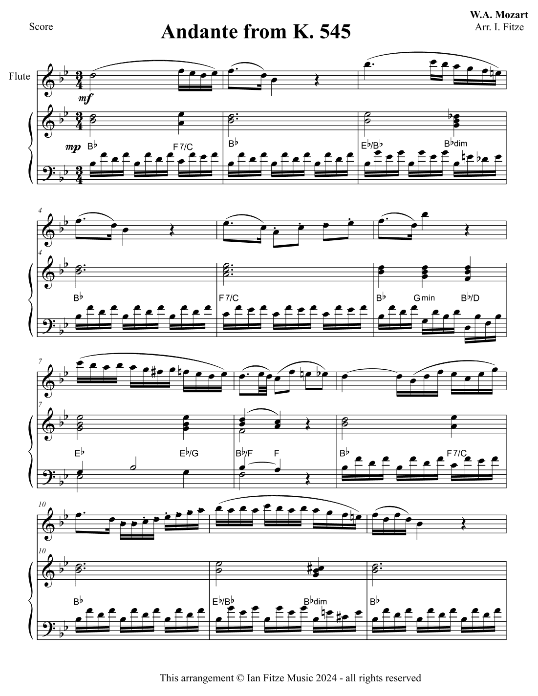 Andante from K.545 (arr. Ian Fitze)