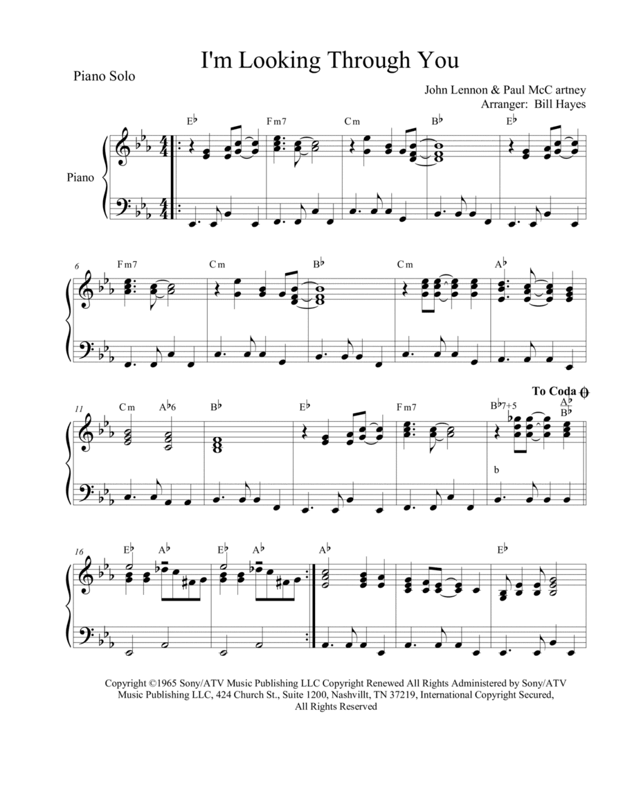 I'm Looking Through You (arr. Bill Hayes)