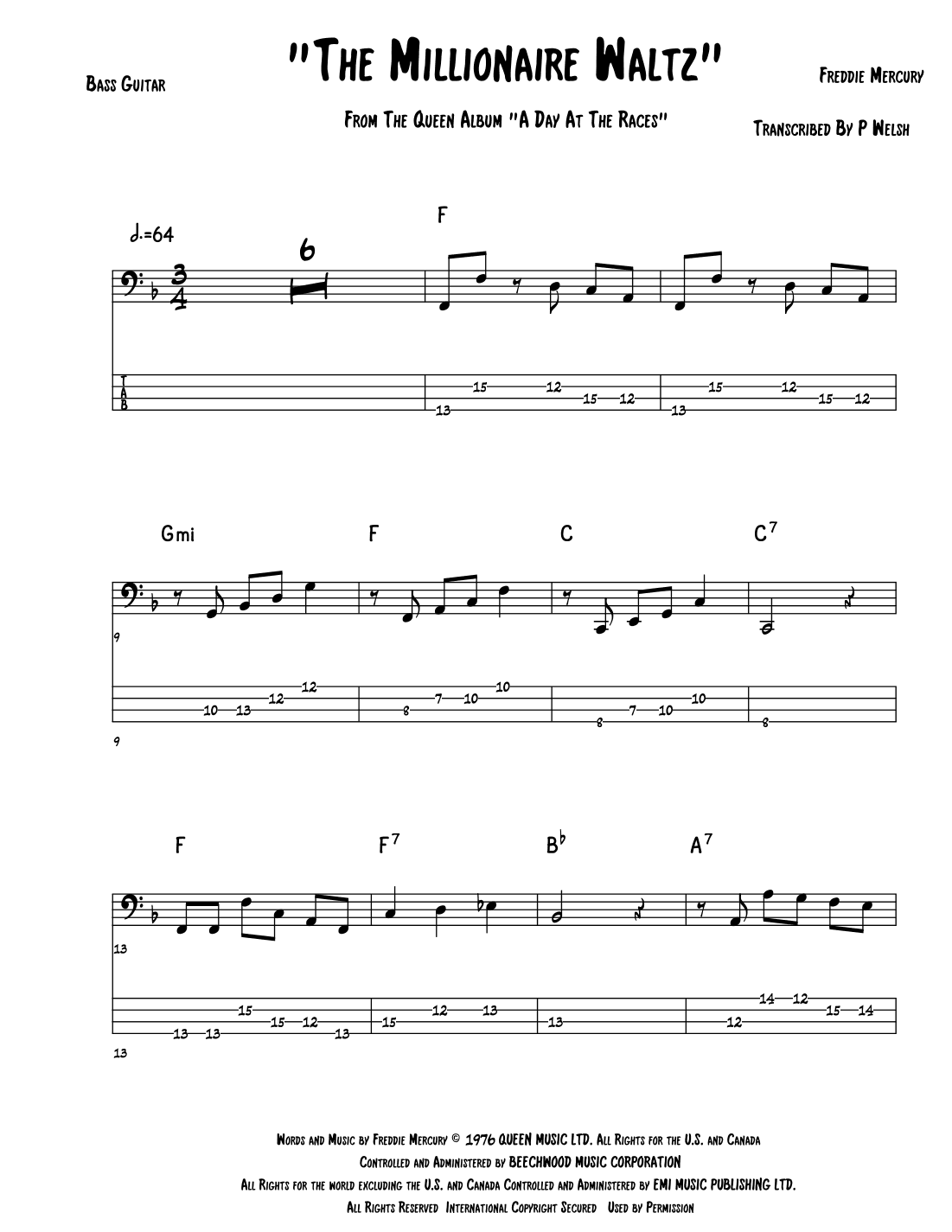 The Millionaire Waltz (arr. P Welsh)