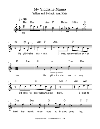 Yiddishe Momme (arr. Steve Katz)