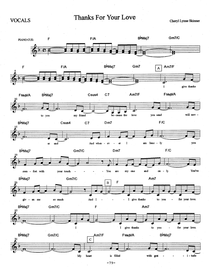 THANKS FOR YOUR LOVE LEADSHEET