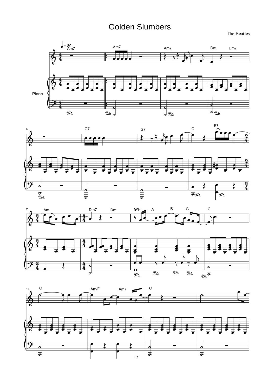 Golden Slumbers (arr. The Beatles)