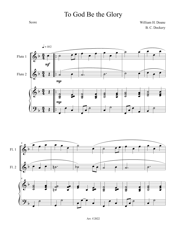 To God Be the Glory (Flute Duet with Piano Accompaniment) (arr. B. C. Dockery)