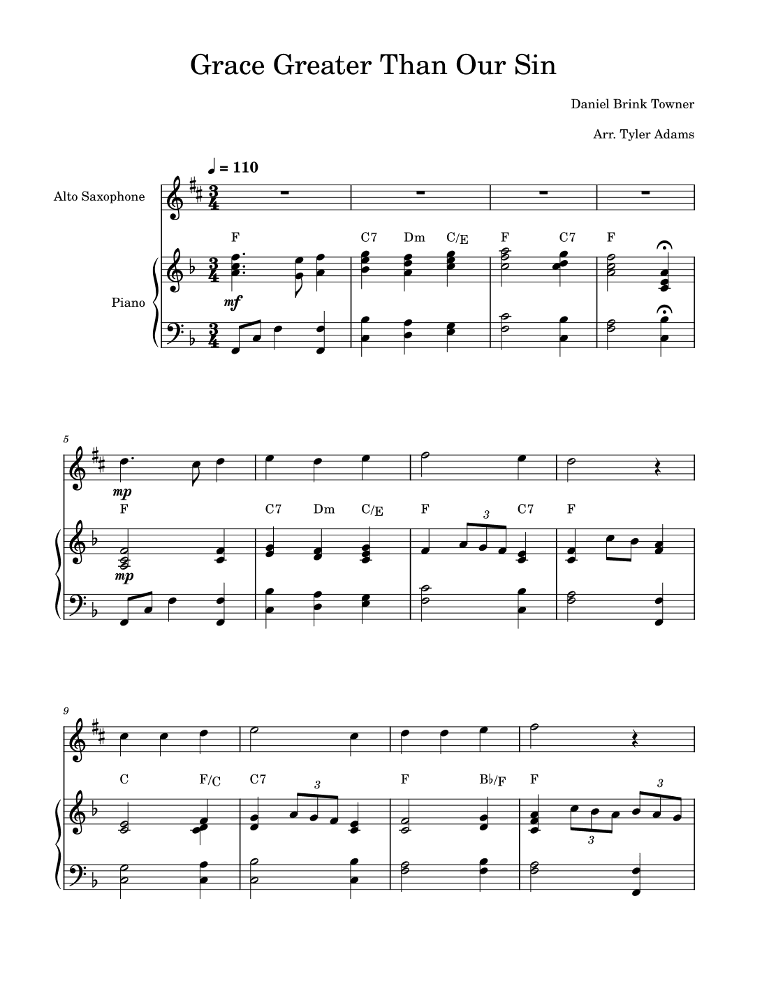 Grace Greater Than Our Sin (Alto Sax Solo with Piano) (arr. Tyler Adams)