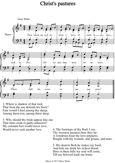 Christ's pastures. A new tune to a wonderful Isaac Watts hymn.