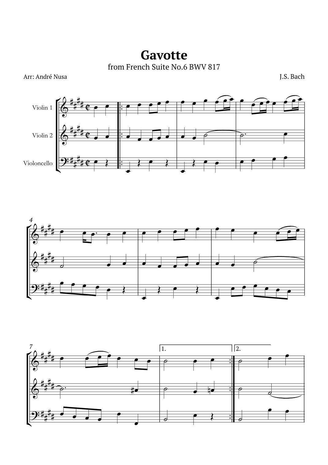 Gavotte from French Suite No.6 (arr. André Nusa)