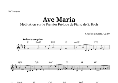 Ave Maria by Gounod for Trumpet with Chords (arr. Langanho)
