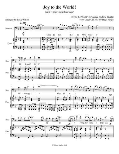 Joy to the World/How Great Our Joy--bassoon solo (arr. Beka Wilson)