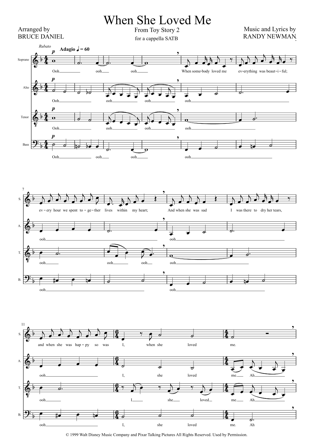 When She Loved Me (arr. Bruce Daniel)