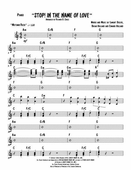 Stop! In The Name Of Love (arr. Richard D. Cross)