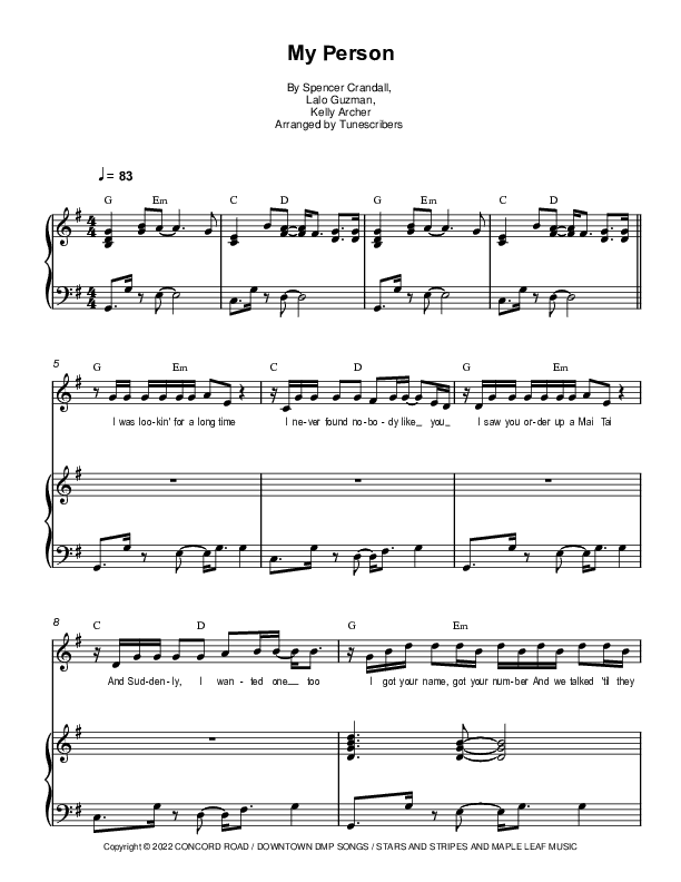 My Person (arr. Tunescribers)