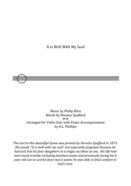 It Is Well with My Soul - Violin Solo with Piano Accompaniment (arr. K.L. Phillips)