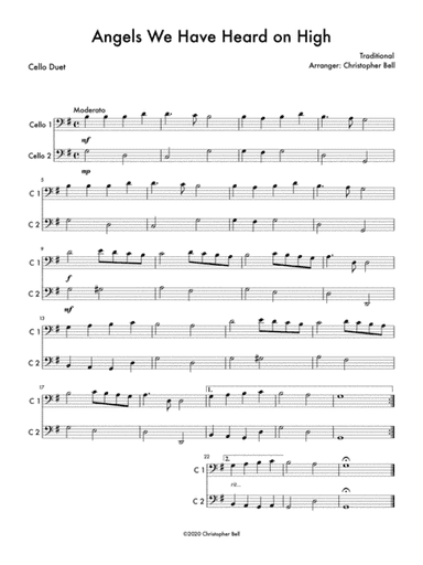 Angels We Have Heard on High - Easy Cello Duet (arr. Christopher Bell)