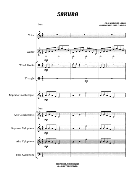 Sakura (Orff Ensemble) (arr. Juan C. Davila)