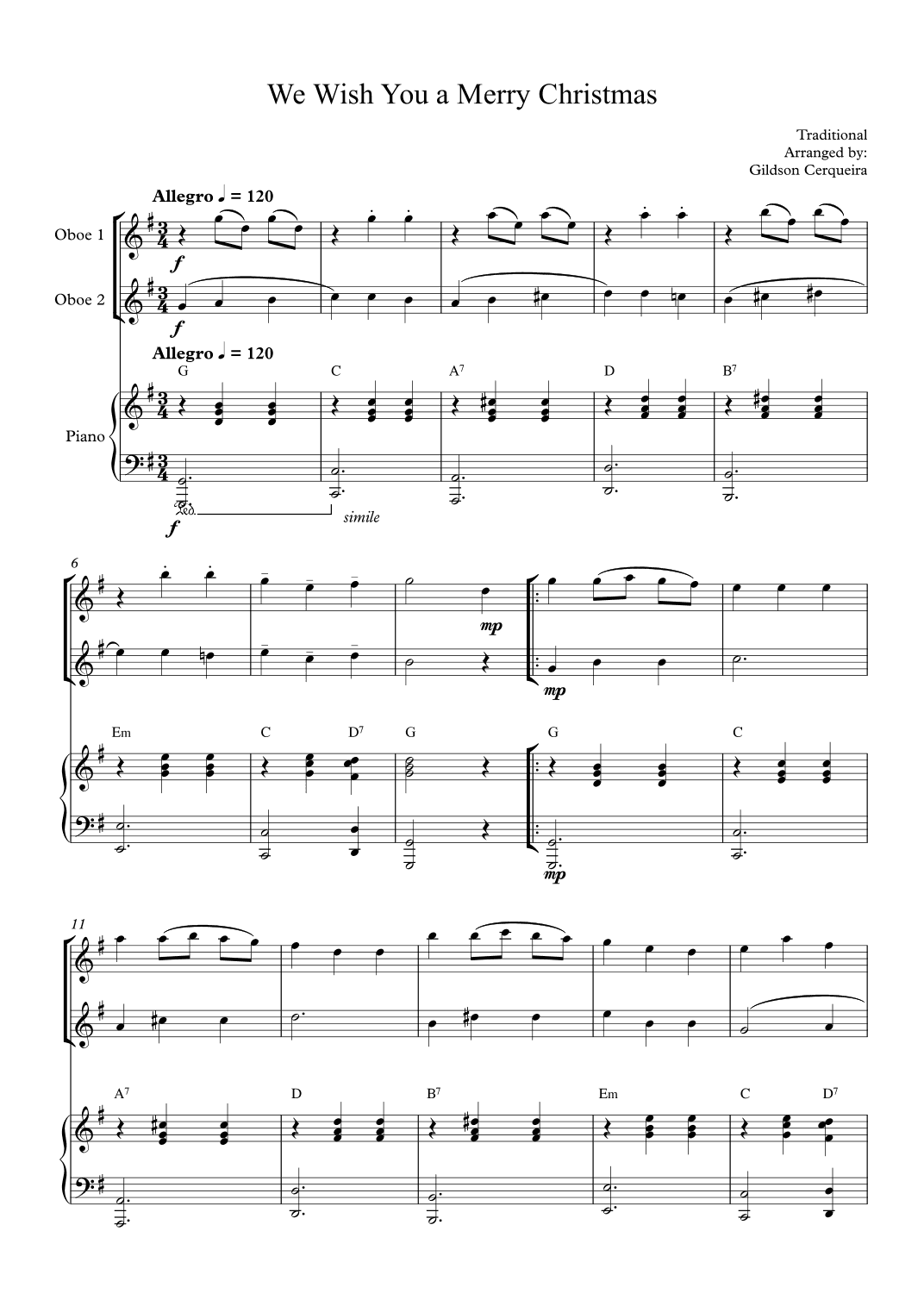 We Wish You a Merry Christmas (arr. Gildson Cerqueira)