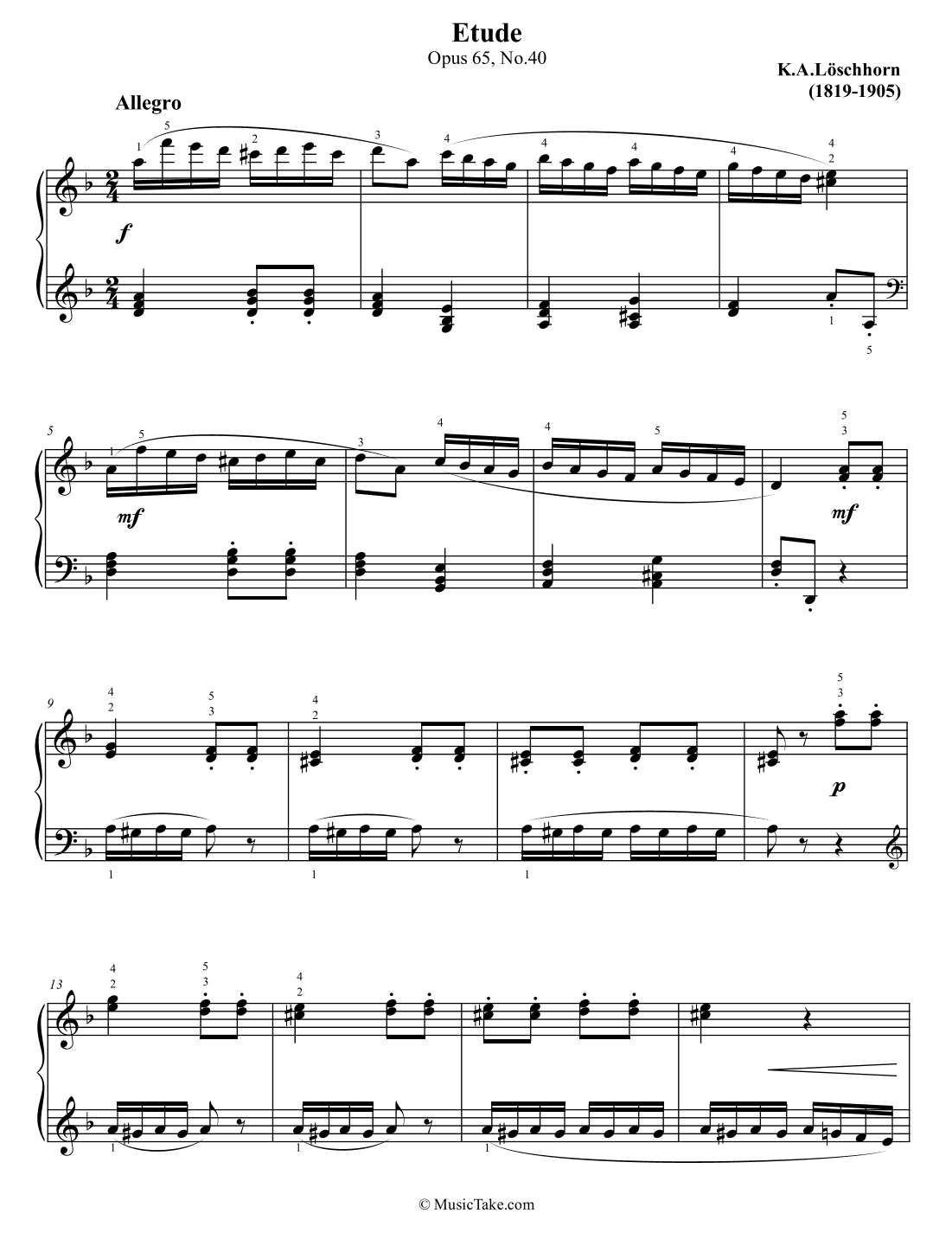 Loeshhorn Etude in D minor Op.65 no.40 (arr. Ben Choupak)