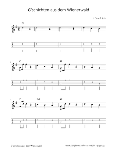G'schichten aus dem Wienerwald - J. Strauß Sohn (arr. songbooks.info)
